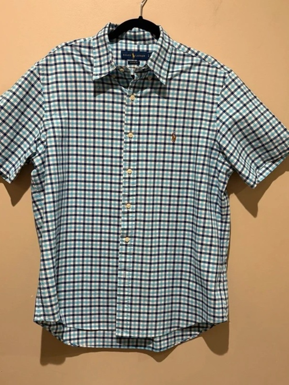 Ralph Lauren Men’s Short-Sleeve Plaid Button-Down Shirt - Teal/Blue/White